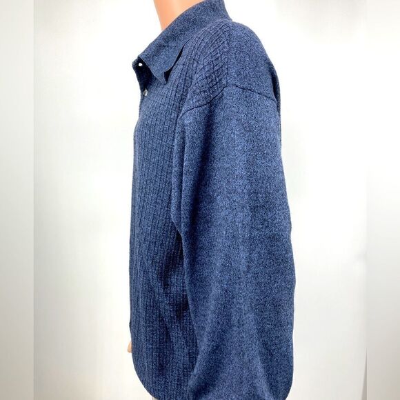 Pronto-Uomo Merino Wool Blend Knit Blue Men’s Shirt Size XL-54 Made in Italy - Picture 3 of 8